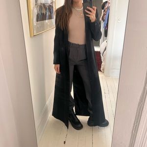 Womens Long Black Lined Blazer Coat Size 4